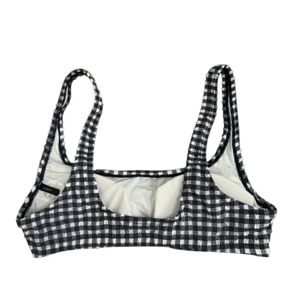 J. Crew Women's Navy Blue Gingham Square Neck Bikini Top Size Small